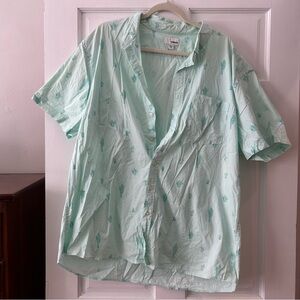 Mens Sonoma XXL Good for Life Printed Cactus Green ButtonDown ShortSleeve Shirt